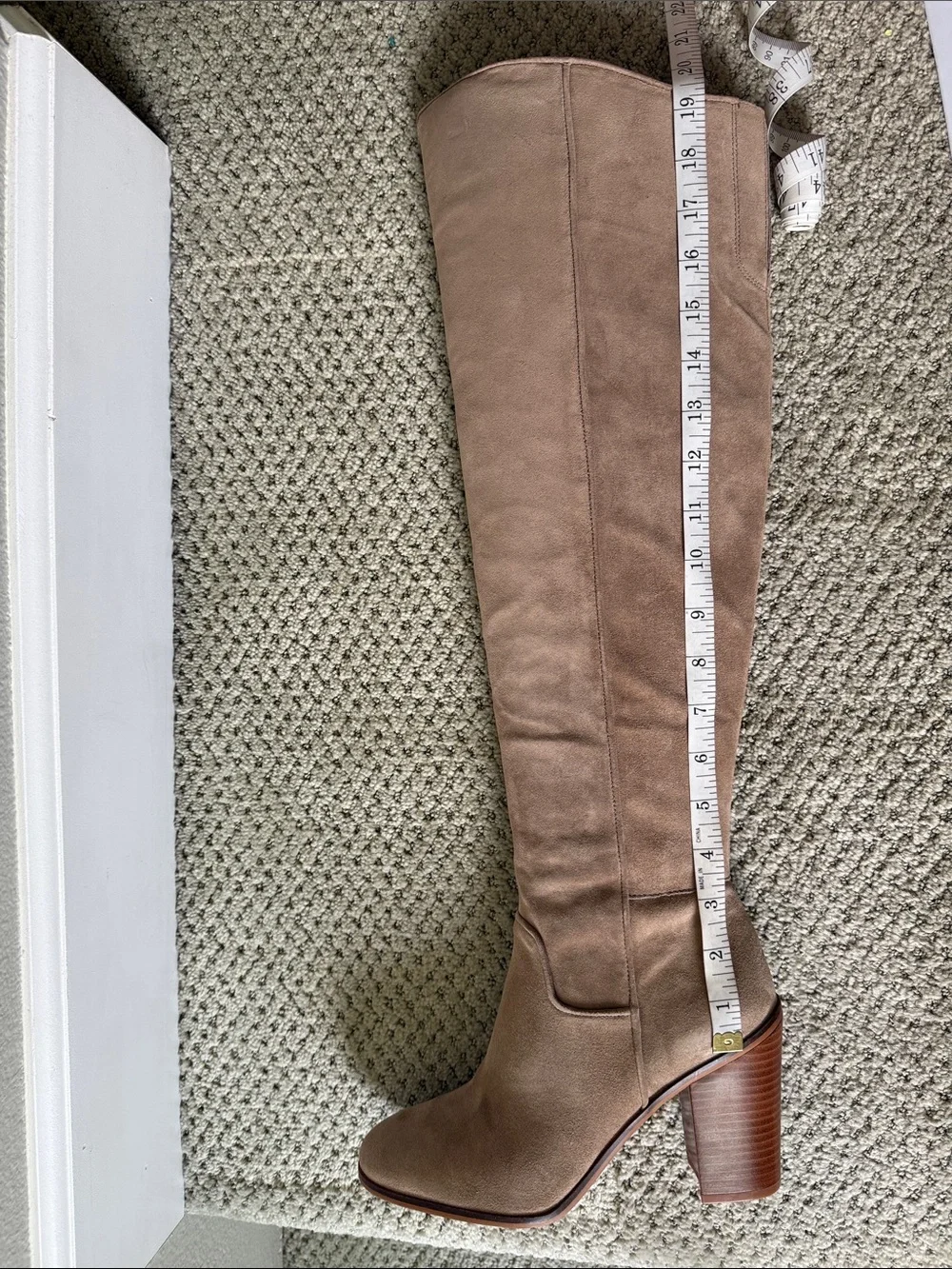 Franco Sarto Over-the-Knee Suede Boots in Beige-Tan